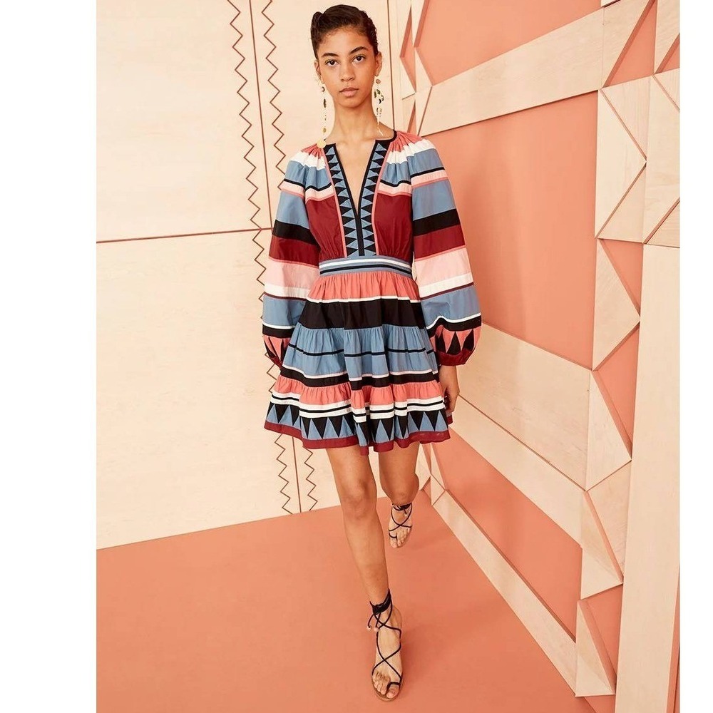Ulla Johnson Mika striped mini dress size 4 boho cotton poplin resort folk